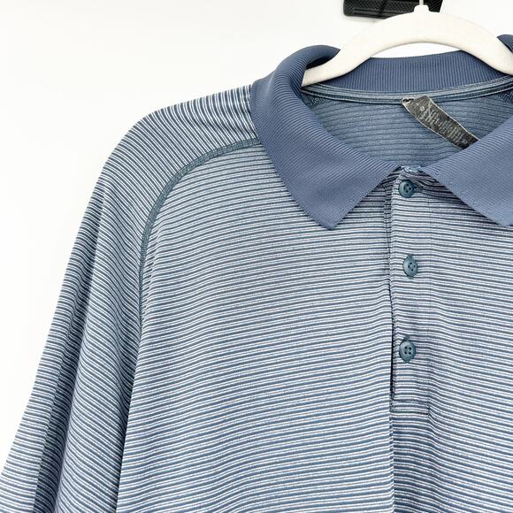 Lululemon Mens Get Outside Get Sweaty Metal Vent Tech Striped Polo Shirt Size L - Picture 4 of 7